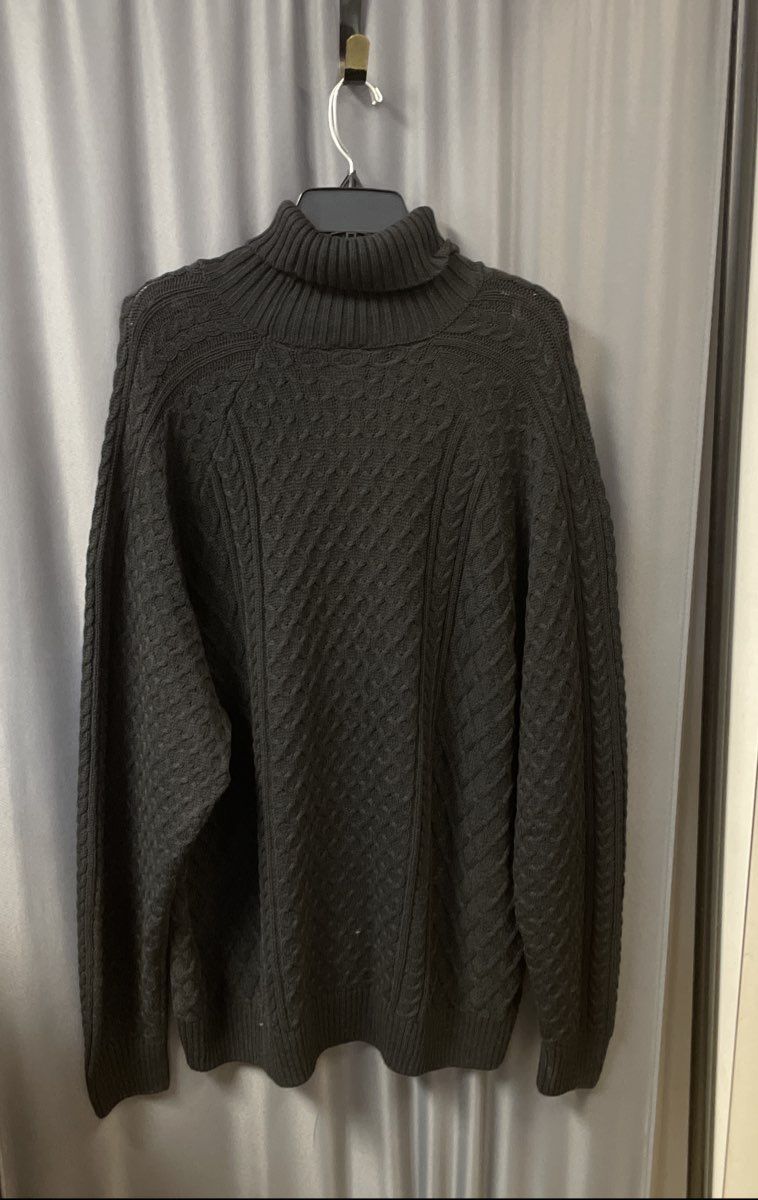 Nike Black Cable Knit Wool Blend Turtleneck Sweater XXL Swoosh