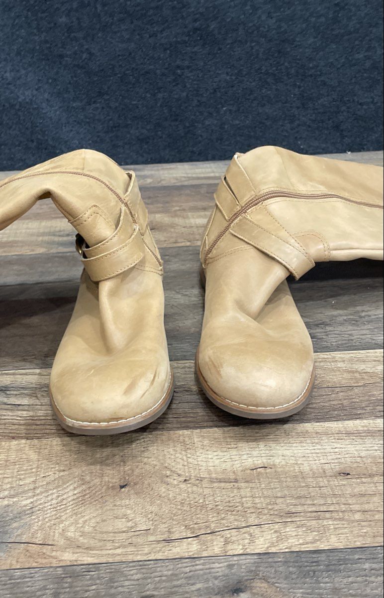 Sperry Top-Sider Tan Leather Tall Riding Knee High Boots Women's Size 8M