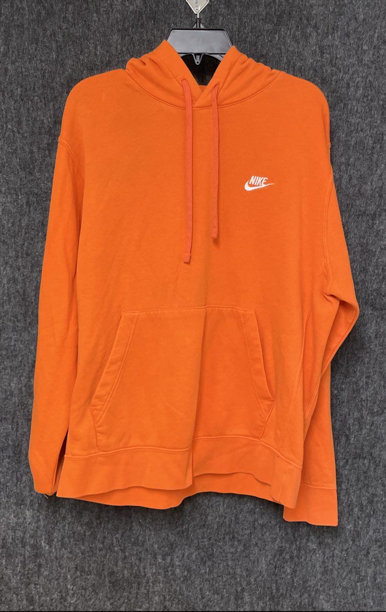 Nike Men's Orange Futura Logo Fleece Pullover Hoodie Size L