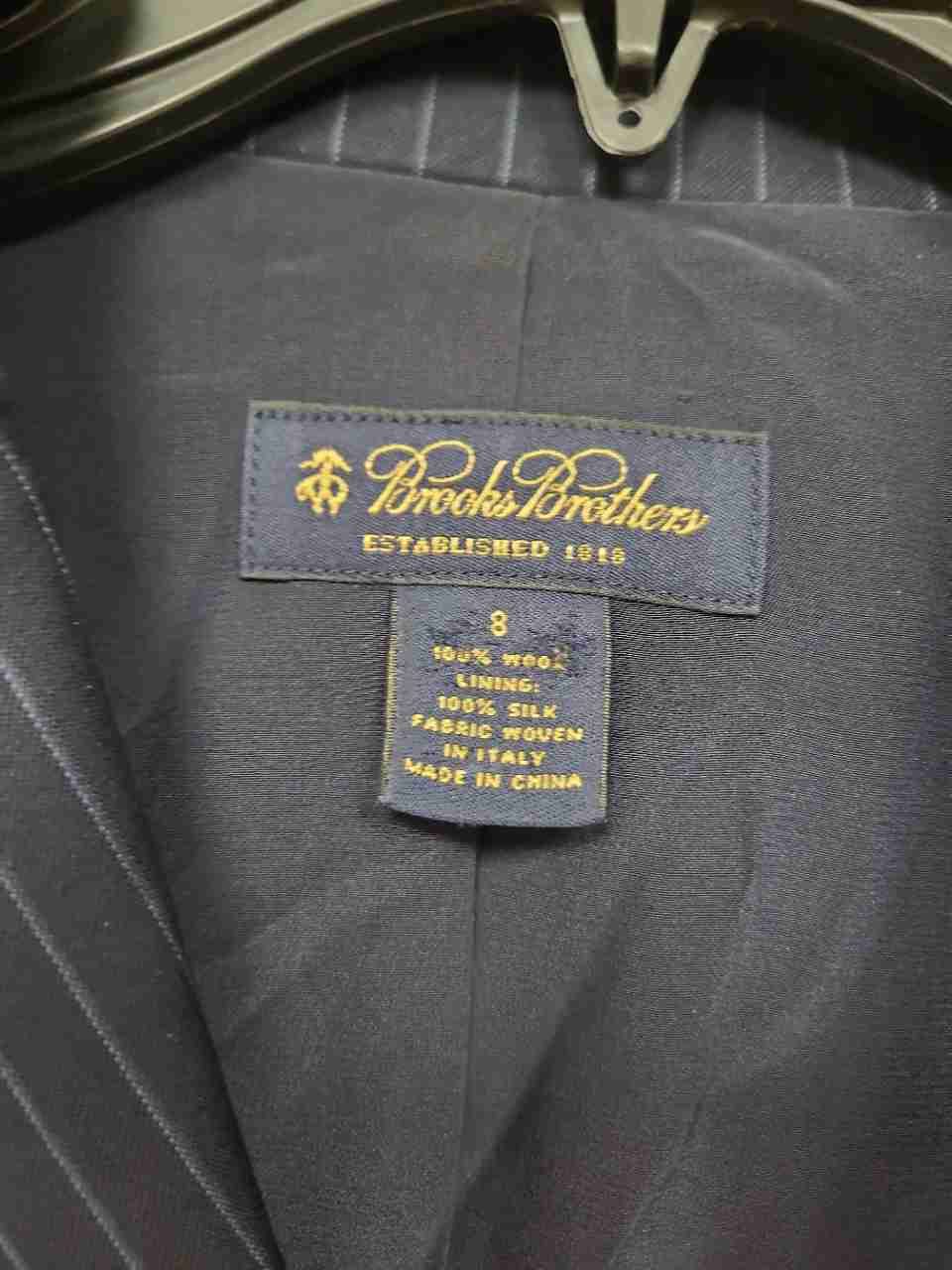 Brooks Brothers Women's Navy Blue Pinstripe Wool Silk Blazer Size 8