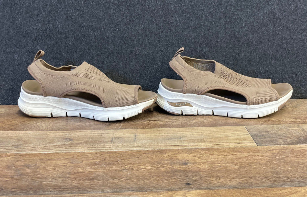 Skechers Arch Fit Sunshine My Life Mocha Knit Slingback Sandals Size 7