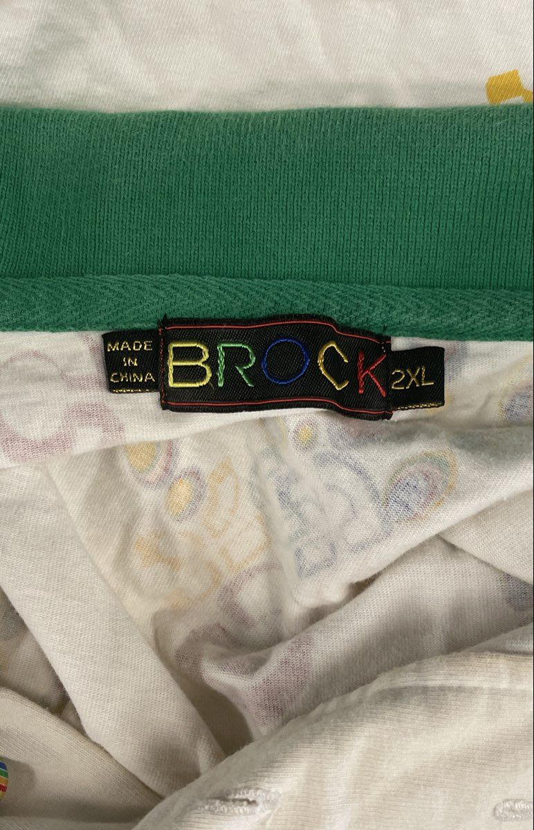 Vintage Y2K Brock All Over Print Polo Shirt Lion Crest Glitter Mens Sz 2XL