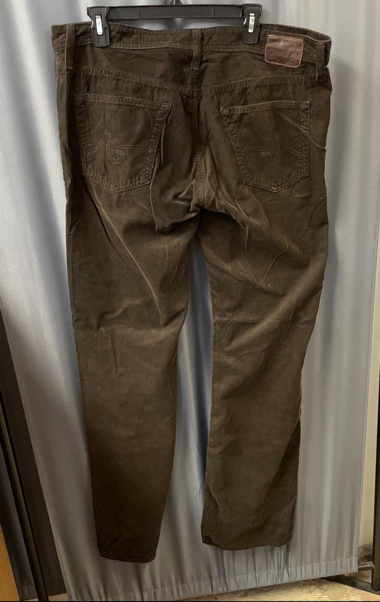 AG Adriano Goldschmied Men's The Protege Straight Leg Brown Corduroy Pants Sz 38