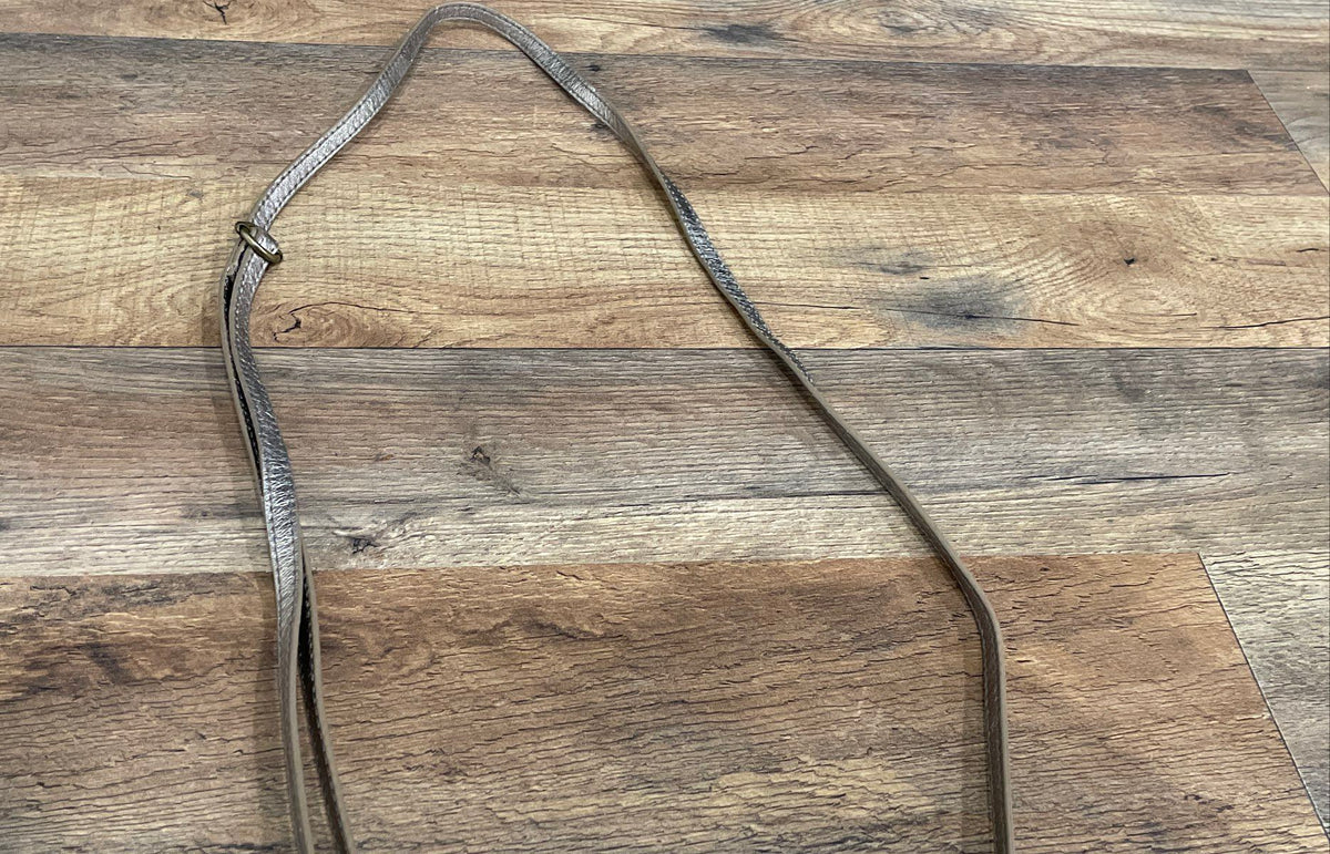 The Sak Silver Metallic Leather Crossbody Wallet on a String Mini Purse