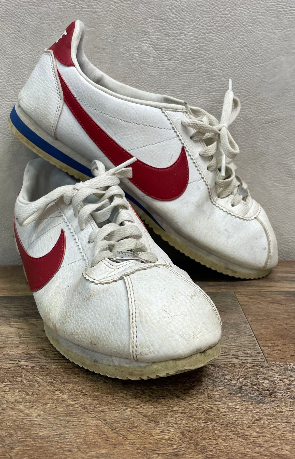 Nike Cortez Basic Leather White Varsity Red Royal Sneakers Size 10.5