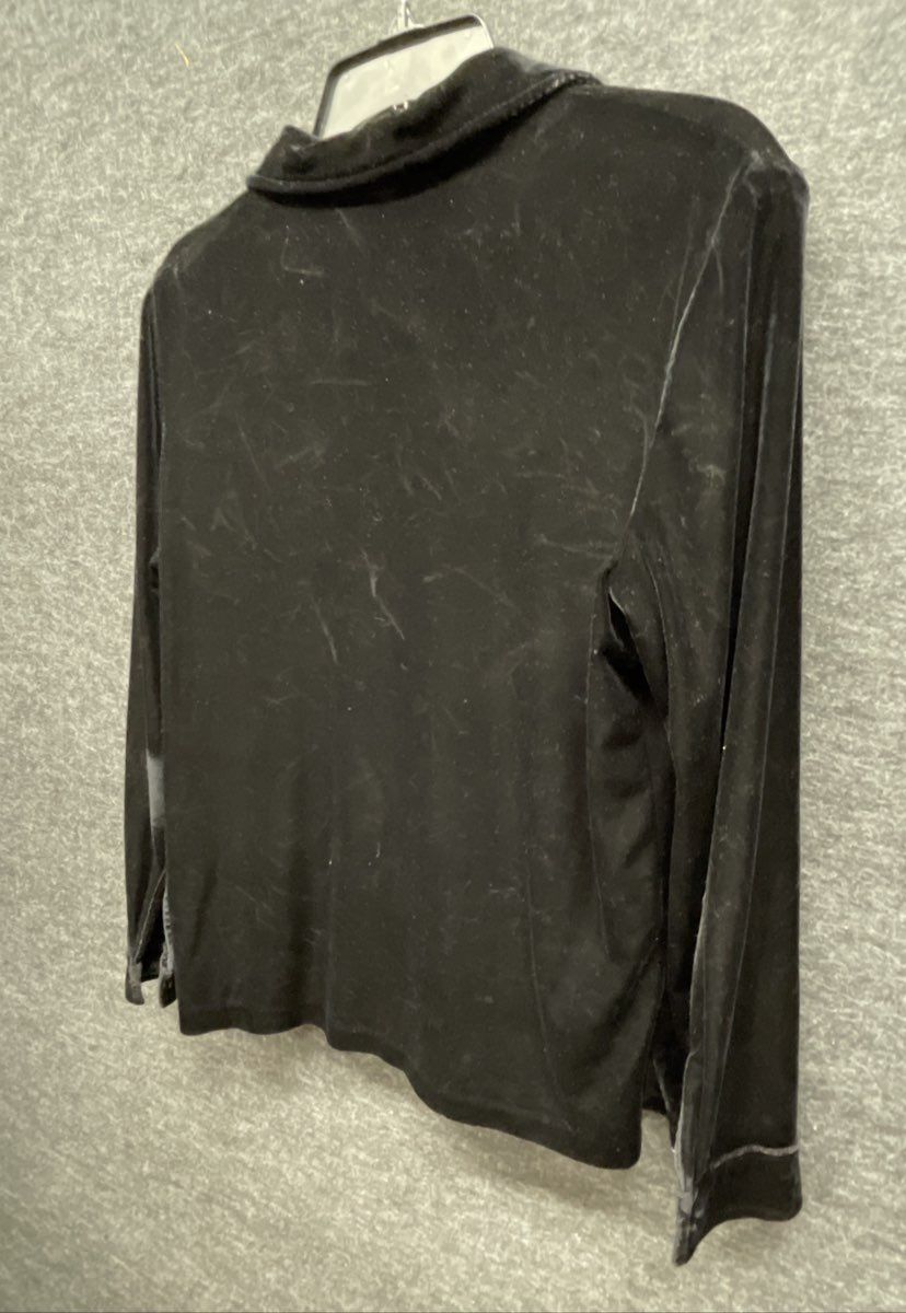 Vintage 90s Sag Harbor Petite Black Velvet Top White Pants Set Sz PM