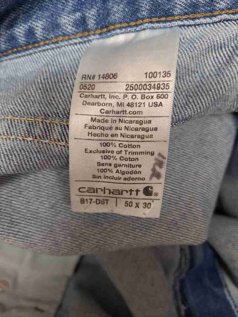 Carhartt Men's Relaxed Fit Tapered Leg Jeans Dark Stone Blue Denim Sz 50x30