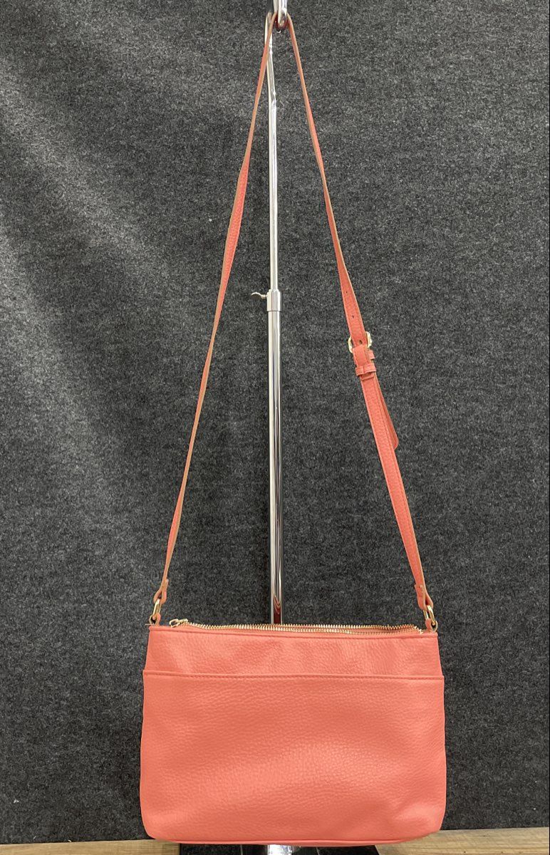 Anne Klein Pink Pebbled Leather Crossbody Bag Purse Gold Hardware