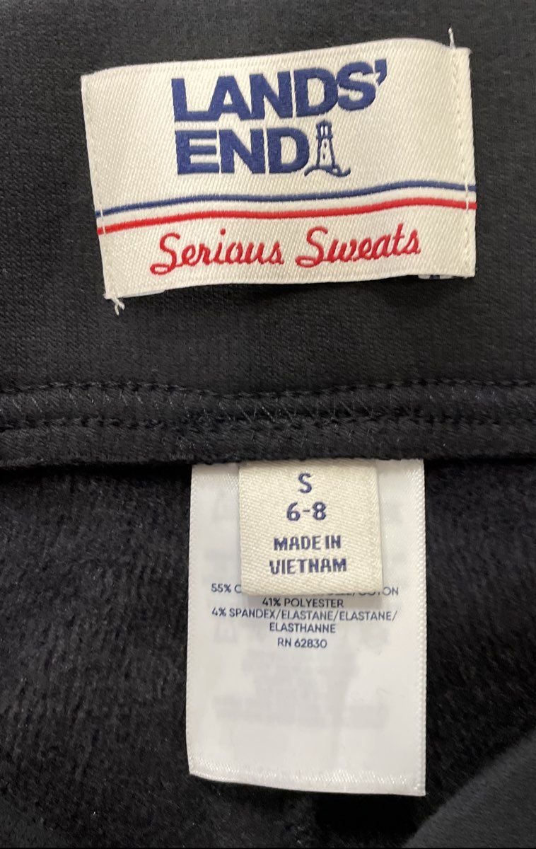 Lands' End Women's Black Serious Sweats High Rise Tapered Pants Size S NWT