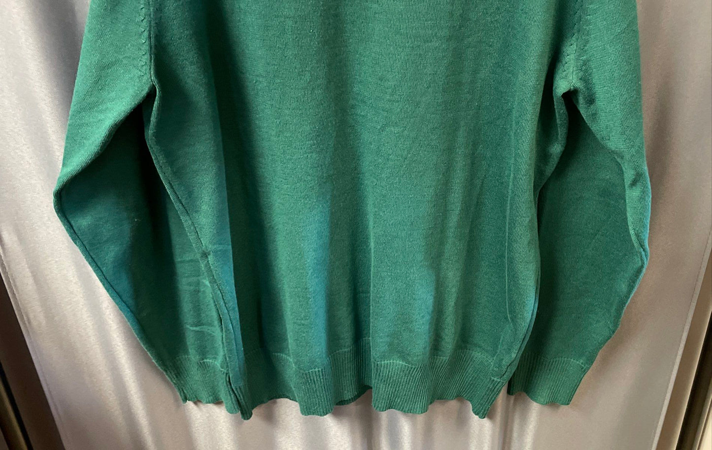 Coofandy Men's Green Crewneck Sweater Ribbed Knit Polyester Pullover Sz L
