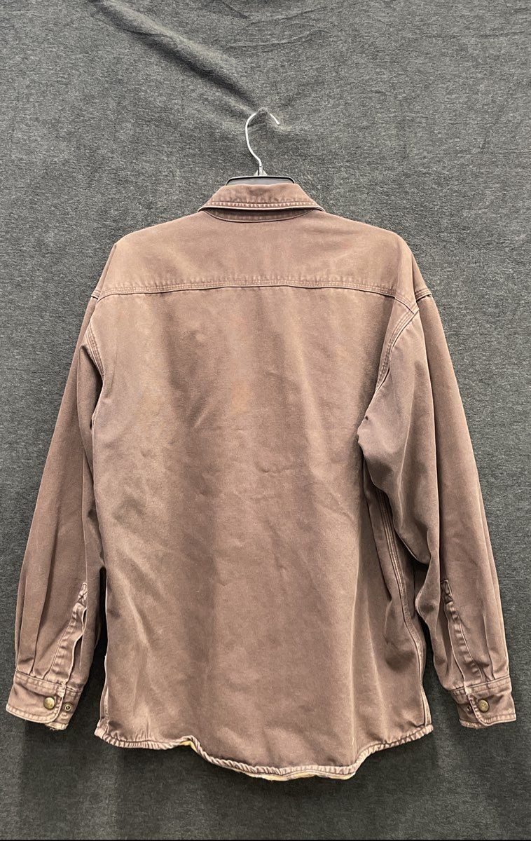 Carhartt S96 DKB Flannel Lined Sandstone Duck Canvas Shirt Jacket Brown Sz M
