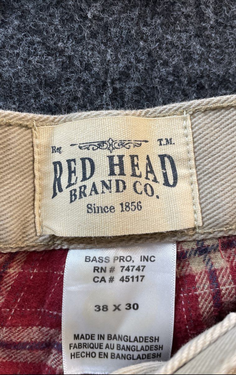 Red Head Men's Brown Flannel Lined Canvas Workwear Pants Size 38x30