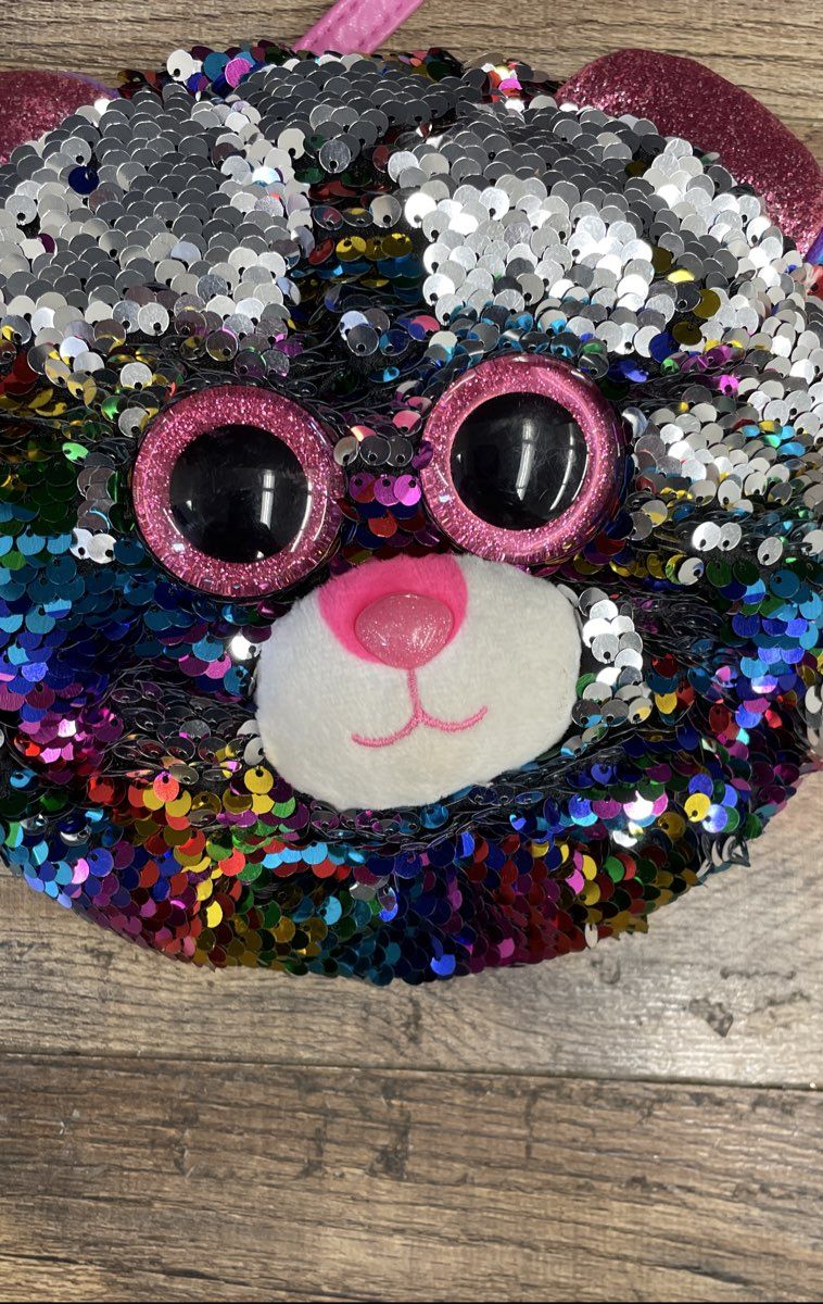 Poochie & Co Ty Beanie Boo Kids Plush Purse Lot of 2 Sequin Dog Cat Crossbody