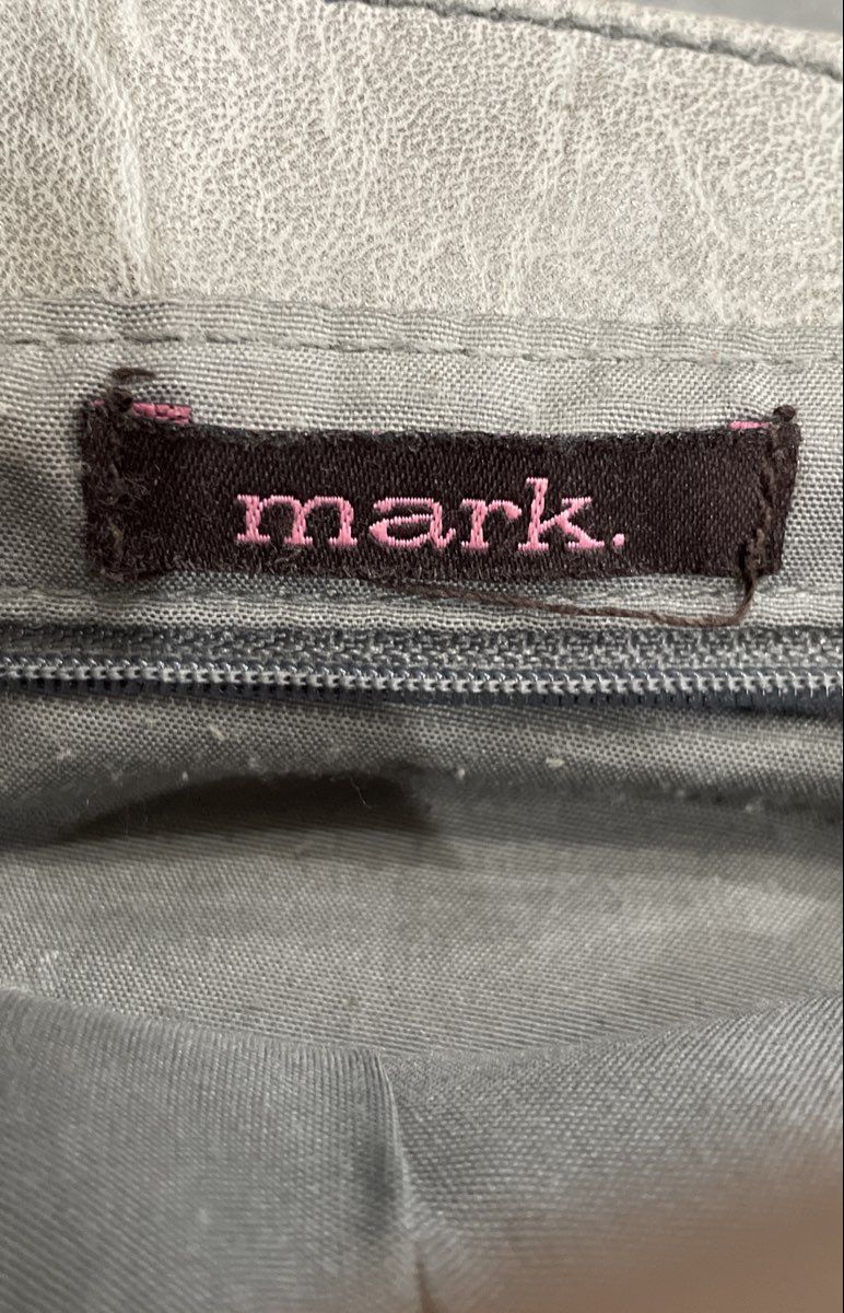 mark. Grey Leather Shoulder Bag Gold Tone Chain Strap Hobo Purse