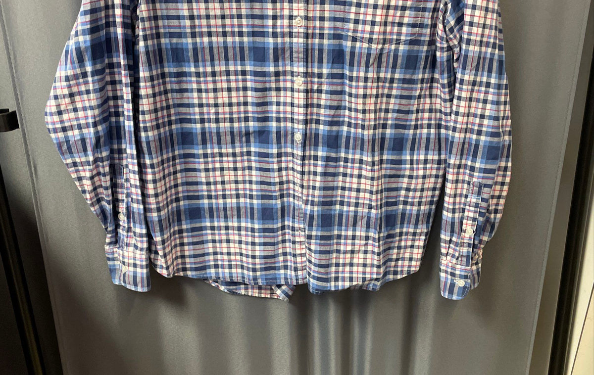 L.L. Bean Women's Long Sleeve Plaid Button Down Shirt Blue Red Sz XL