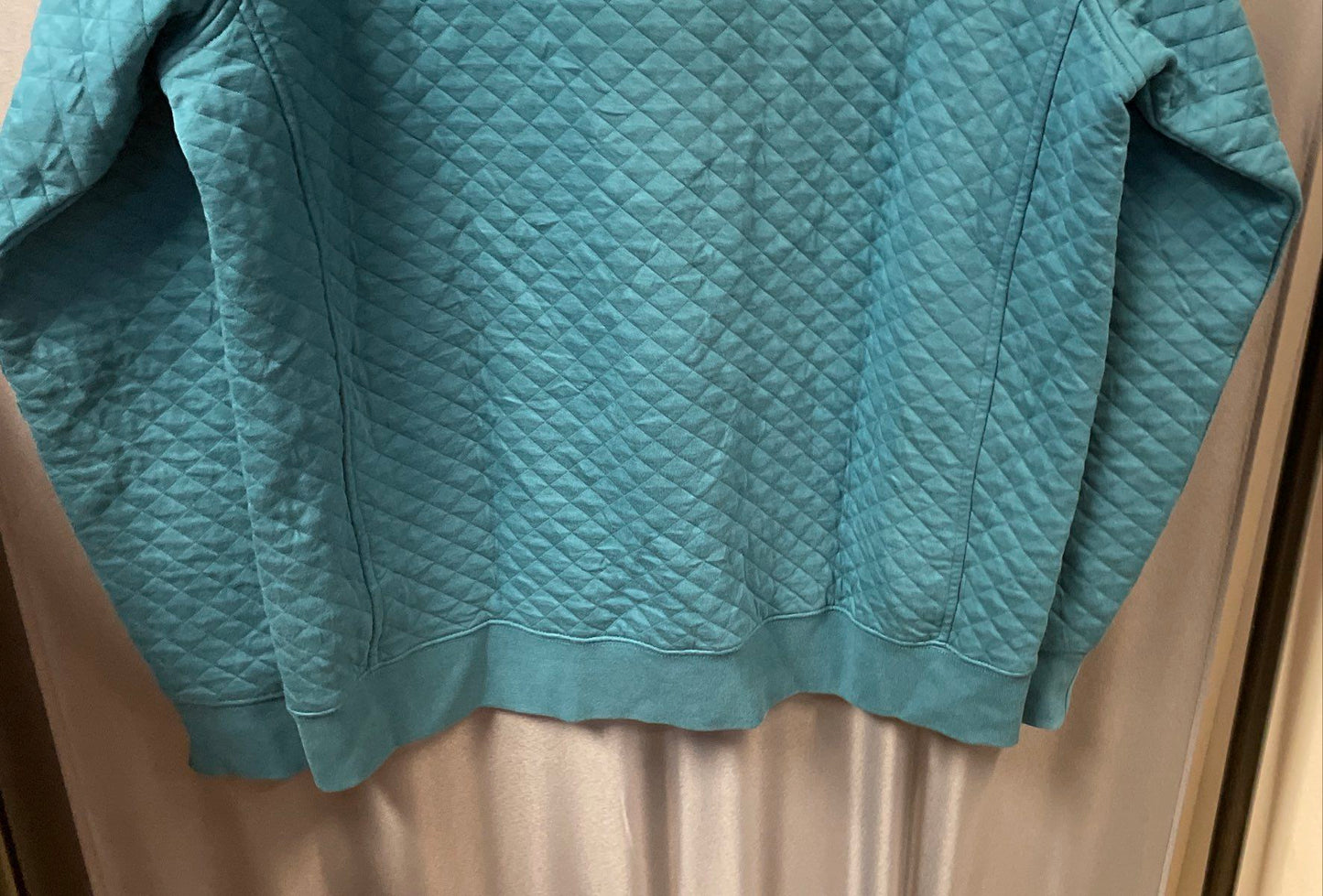 L.L.Bean Men's Teal Blue Quilted Quarter-Snap Pullover Sweatshirt Sz L