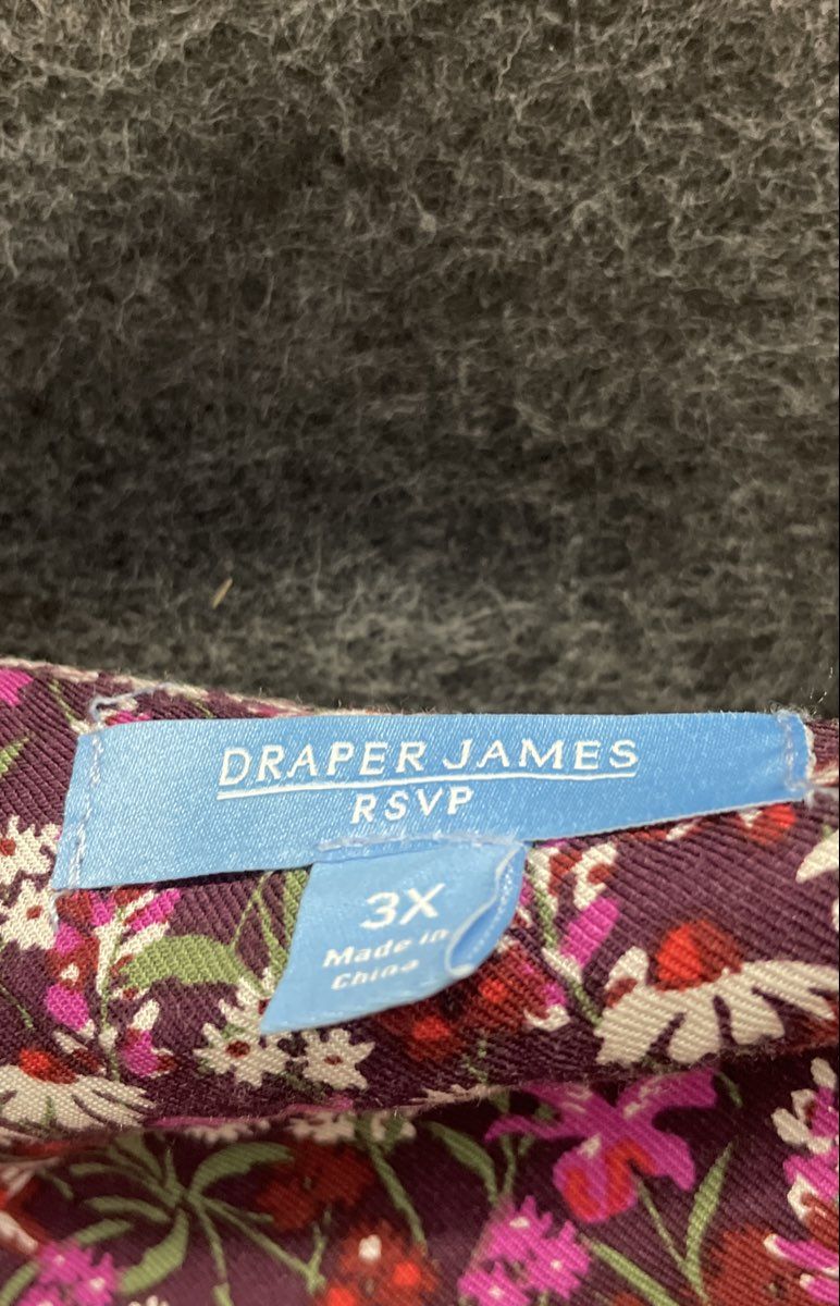 Draper James RSVP Women's Plum Multi Floral Cinched Elbow Sleeve Top NWT Sz 3X
