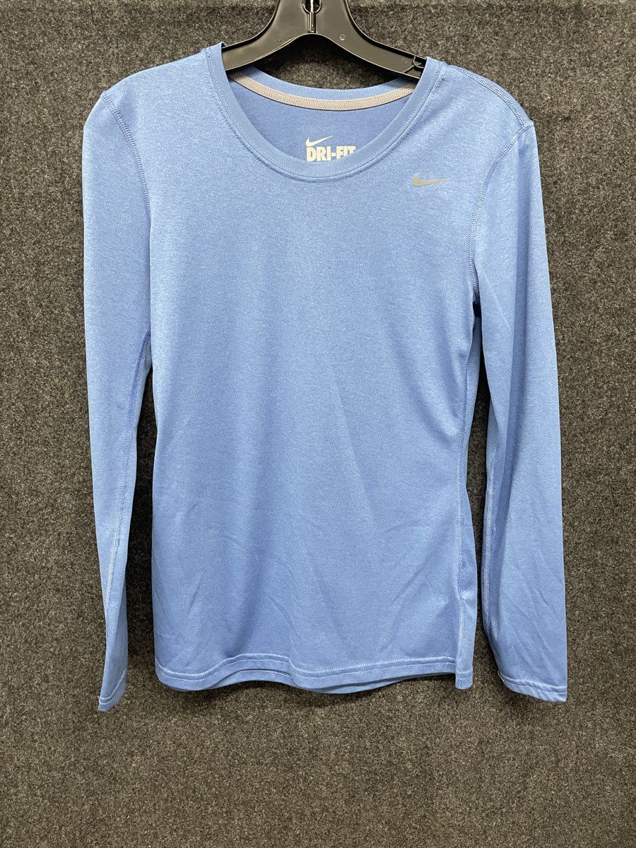 Nike Women's Dri-Fit Long Sleeve Athletic Tee Light Blue Activewear Sz XS