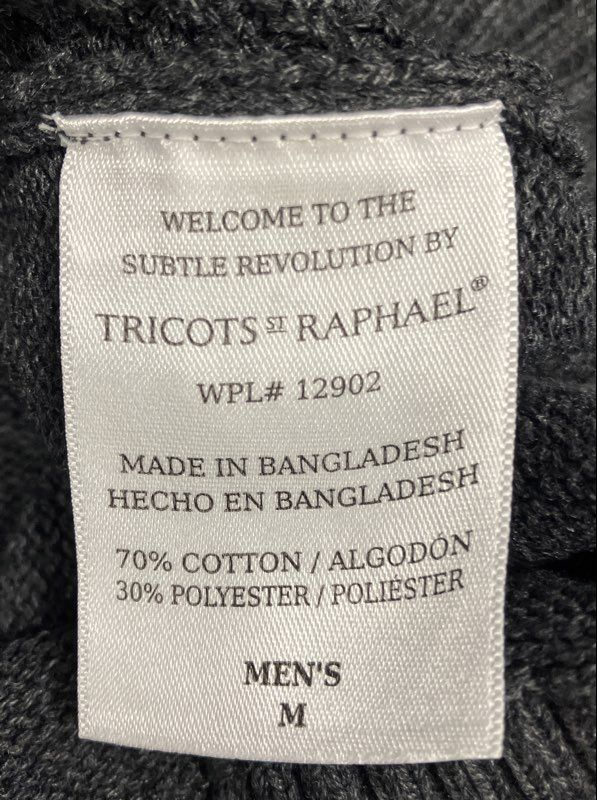 Tricots St. Raphael Men's Quarter Zip Pullover Sweater Iron Heather NWT Sz M