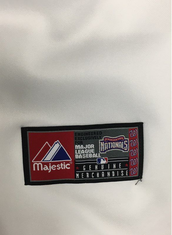 Majestic Men's Washington Nationals MLB Home Baseball Jersey White Button Up L