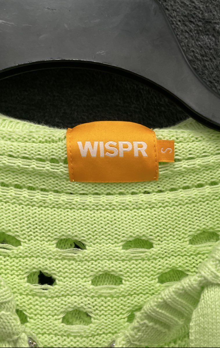 WISPR Women's Zip-up Hoodie Sweater Lime Green Open Knit Cotton Sz S