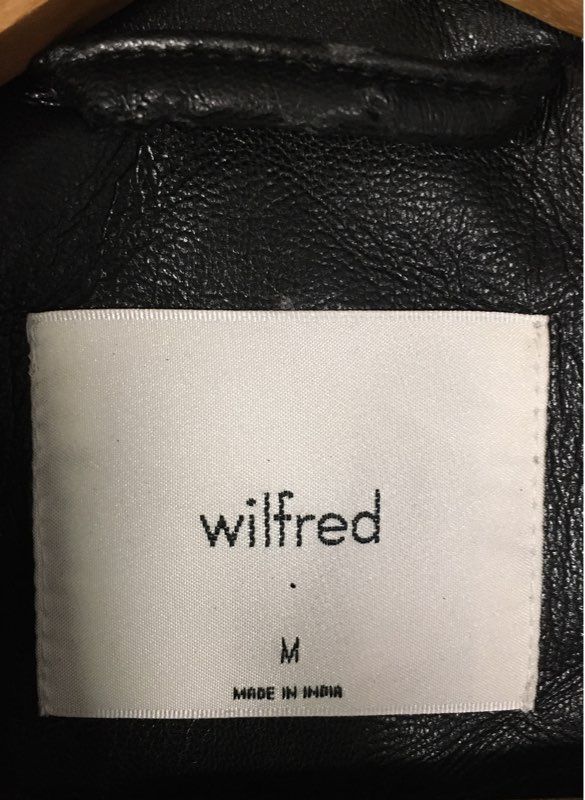 Wilfred Women's Black Vegan Leather Classic Moto Biker Jacket Sz M