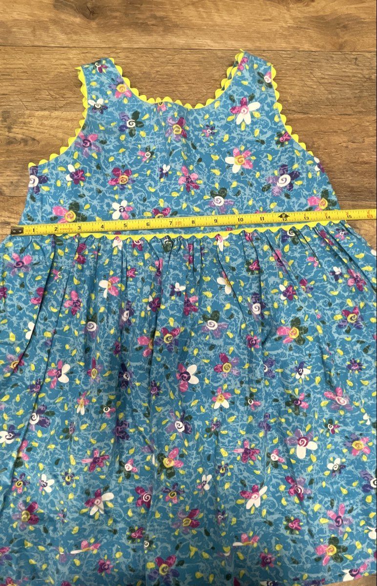 Girls Minnie Mouse Red Polka Dot Dress & Blue Floral Ric Rac Trim Dress Lot
