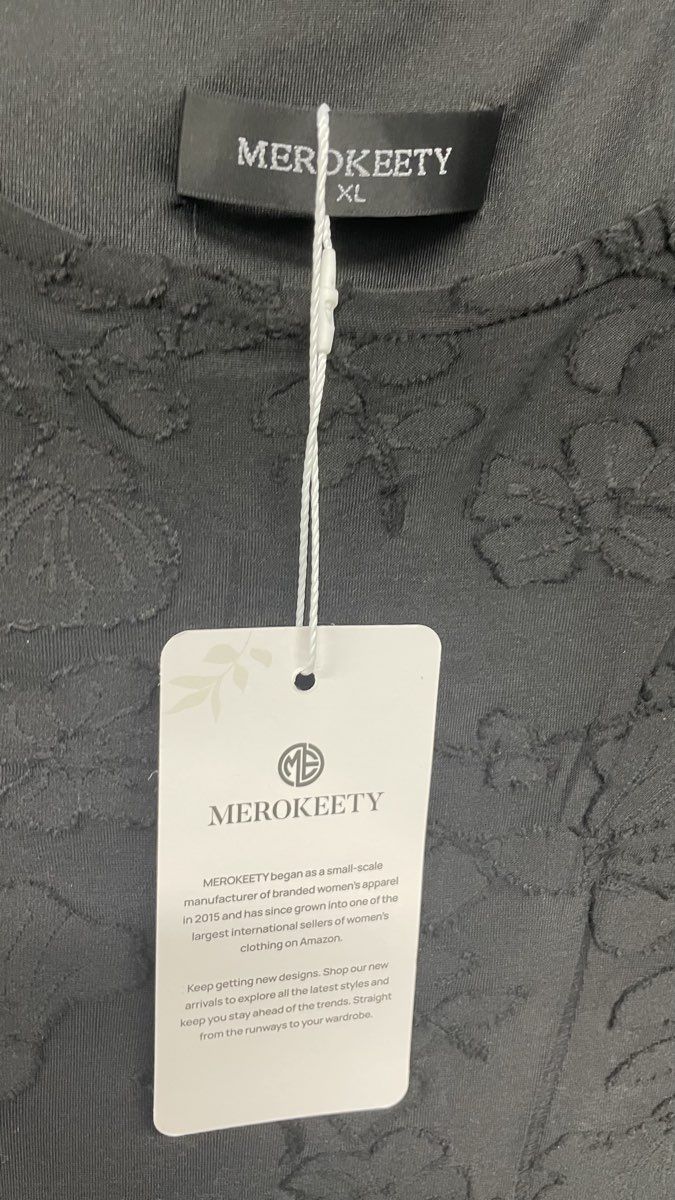 MEROKEETY Women's Black Floral Textured Ruffle Sleeveless Maxi Dress Sz XL NWT