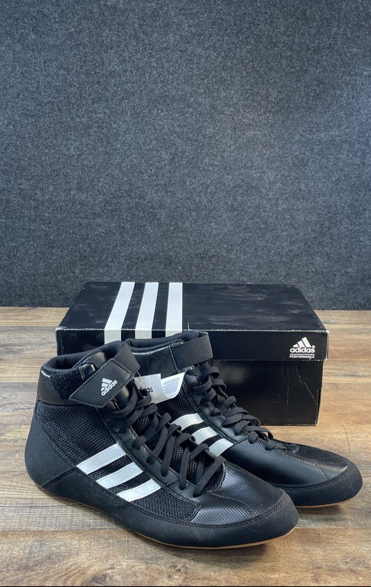 Adidas HVC Mens Wrestling Shoes Black White Title MMA Gloves & Wraps Lot Size 10