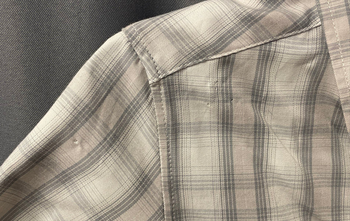 Dixxon Women's The Ridgeline Bamboo Gray Plaid Short Sleeve Button Up Shirt S