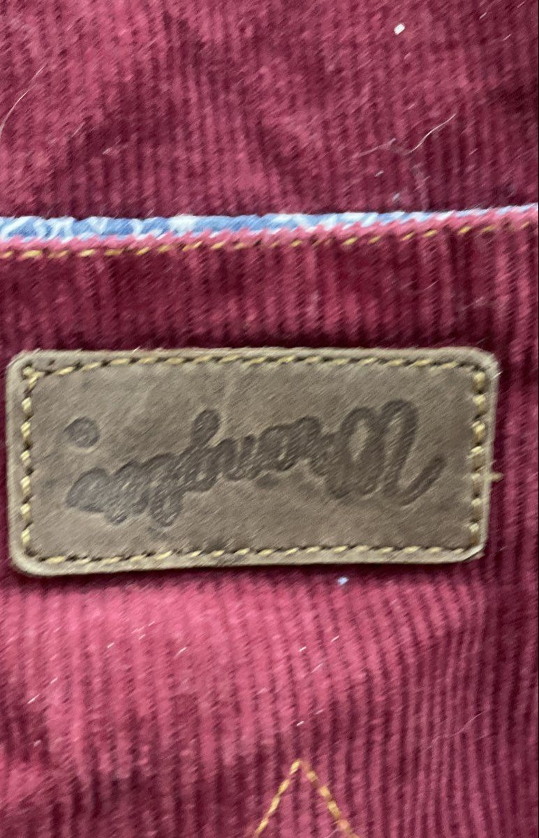Wrangler Women's Red Corduroy Tote Bag Paisley Lining Front Pockets