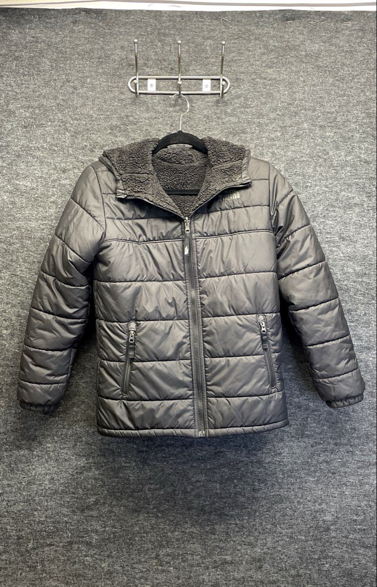 The North Face Youth Black Sherpa Fleece Lined Hooded Quilted Puffer Jacket