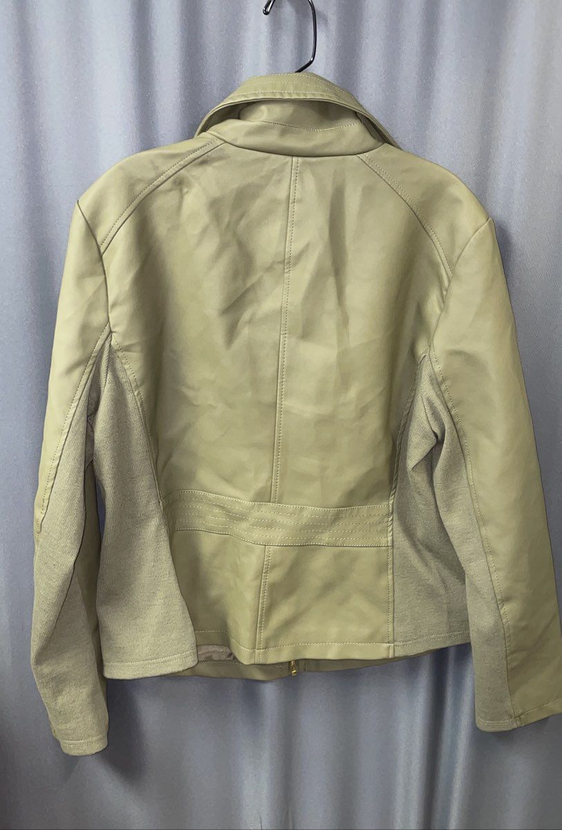 Marc New York Women's Olive Green Faux Leather Ribbed Moto Jacket Sz XL