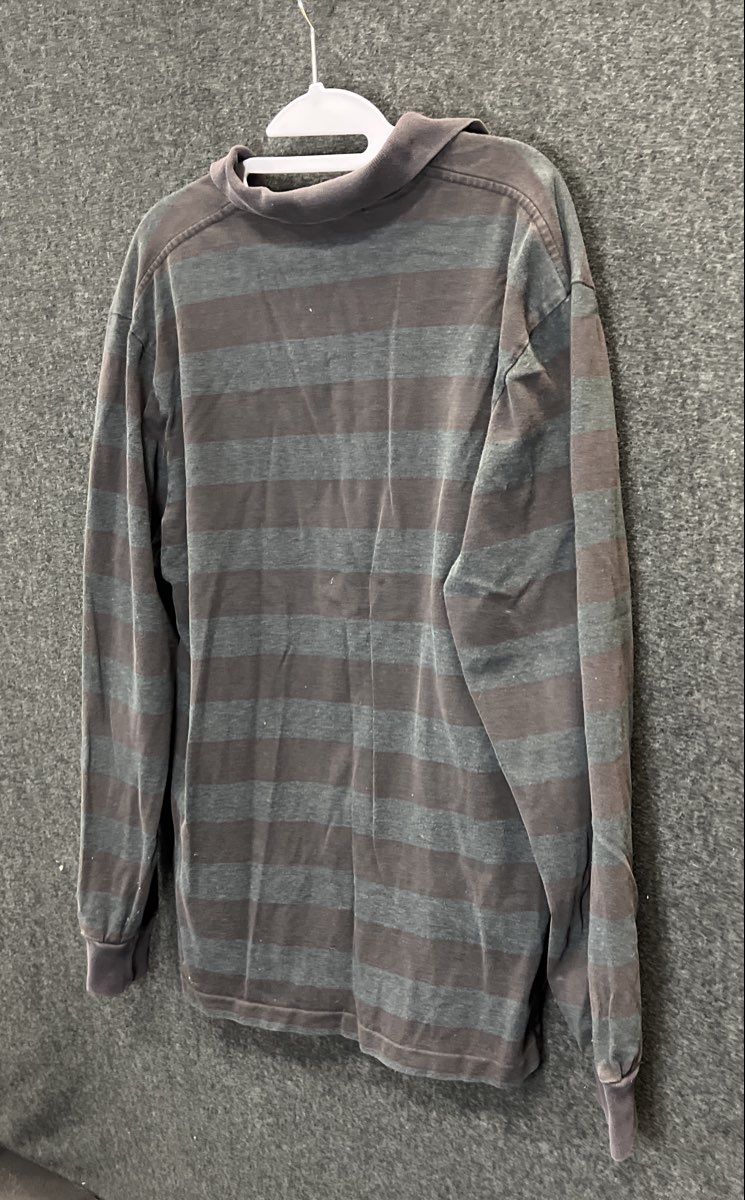Polo Ralph Lauren Men's Charcoal Grey Striped Long Sleeve Polo Shirt Sz L