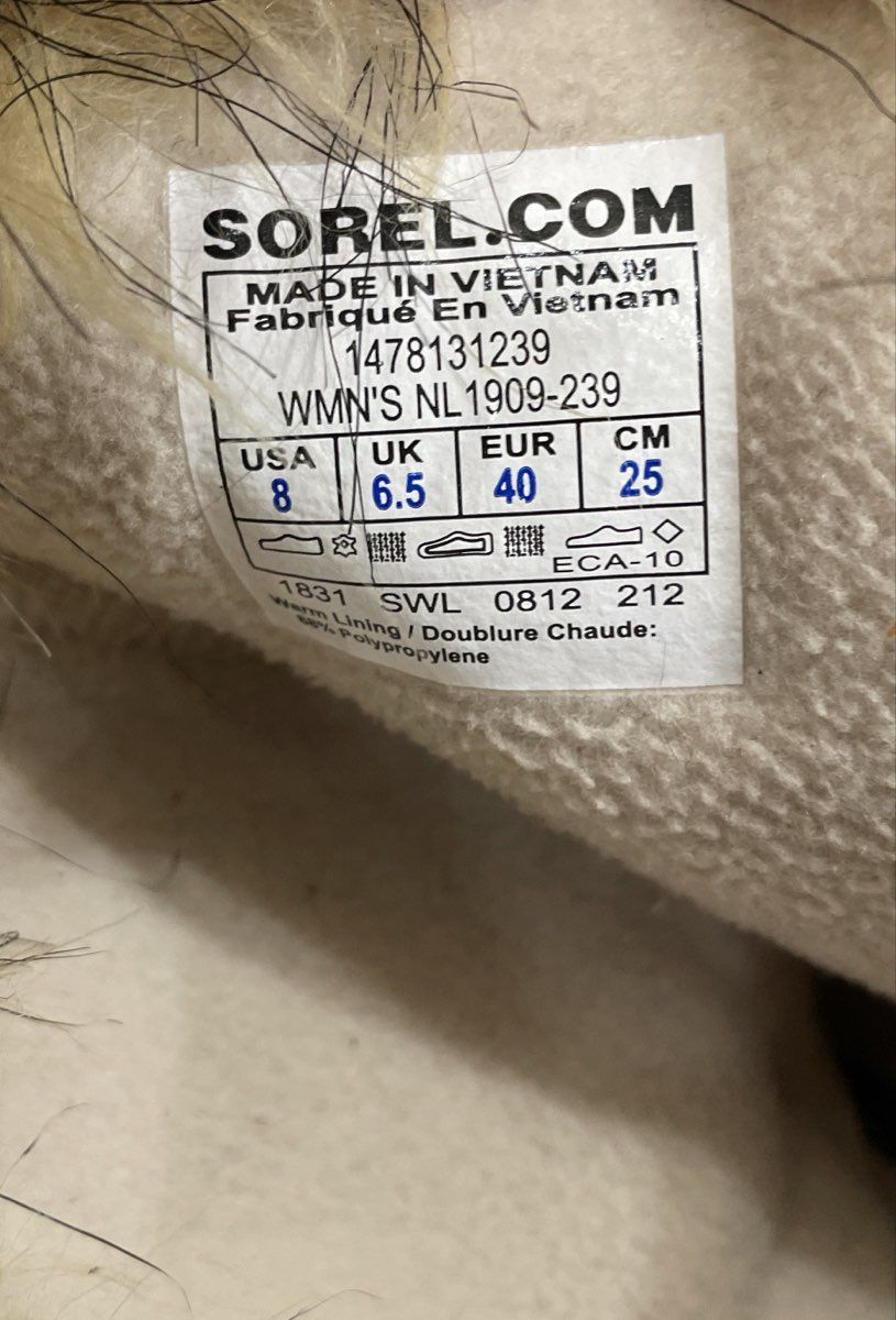 Sorel Tofino Women's Tan Red Quilted Faux Fur Waterproof Winter Boots Size 8