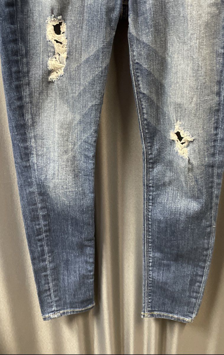 Hudson Women's Blue Krista Super Skinny Crop Distressed Ripped Jeans Sz 25
