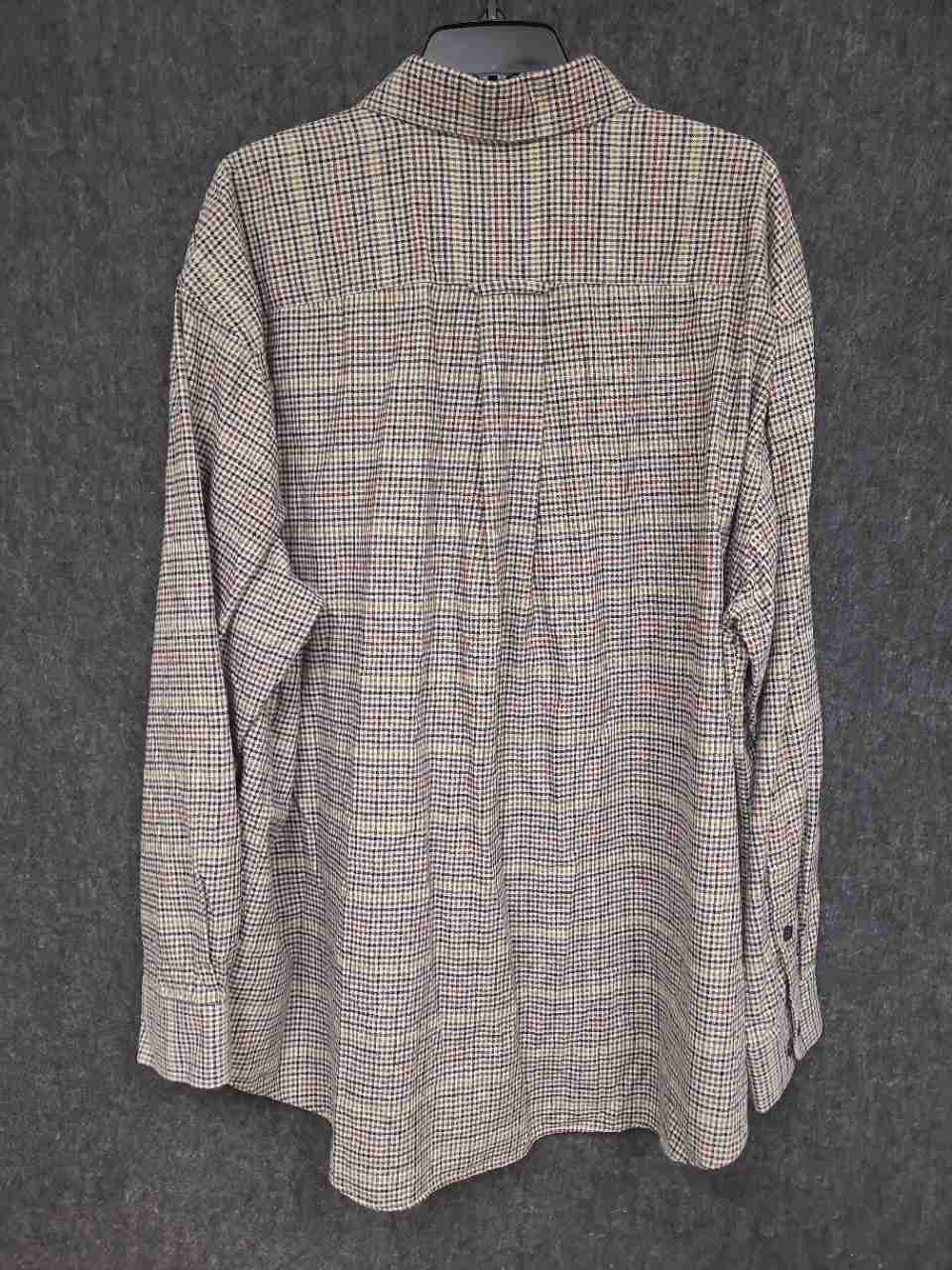 Orvis Men's Multicolor Plaid Cotton Wool Blend Button Down Shirt Tattersall