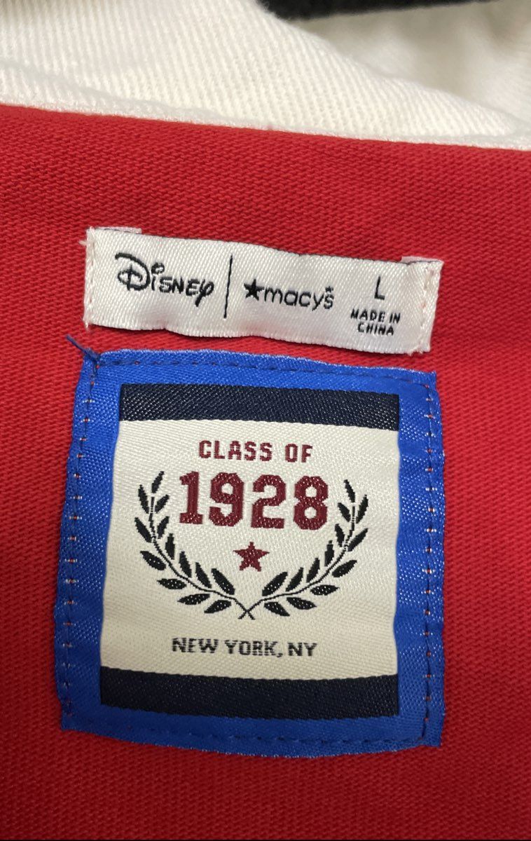 Disney Macy's Mickey & Friends Rugby Shirt Varsity Red White Men's Large