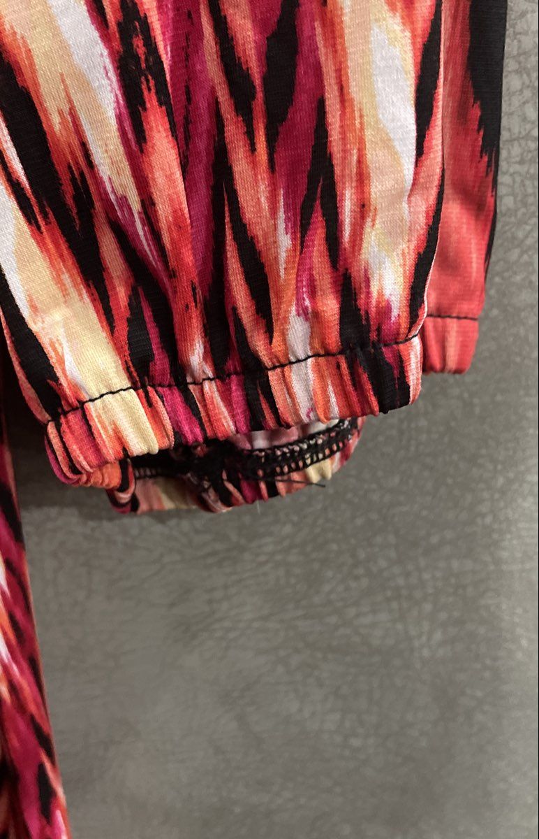 Fresh of LA Women's Red Multi Pattern Keyhole 3/4 Sleeve Knit Dress Size 2X