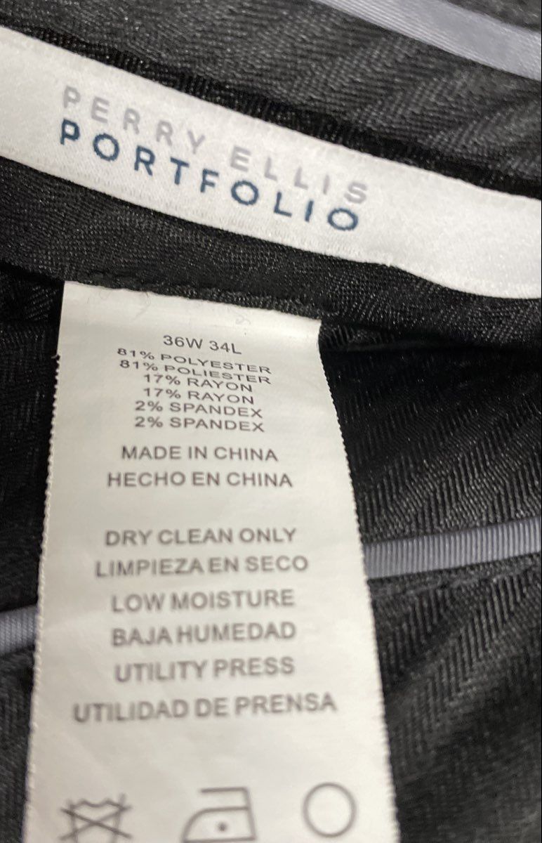 Perry Ellis Portfolio Men's Blue Stretch Flat Front Dress Pants Sz 36x34