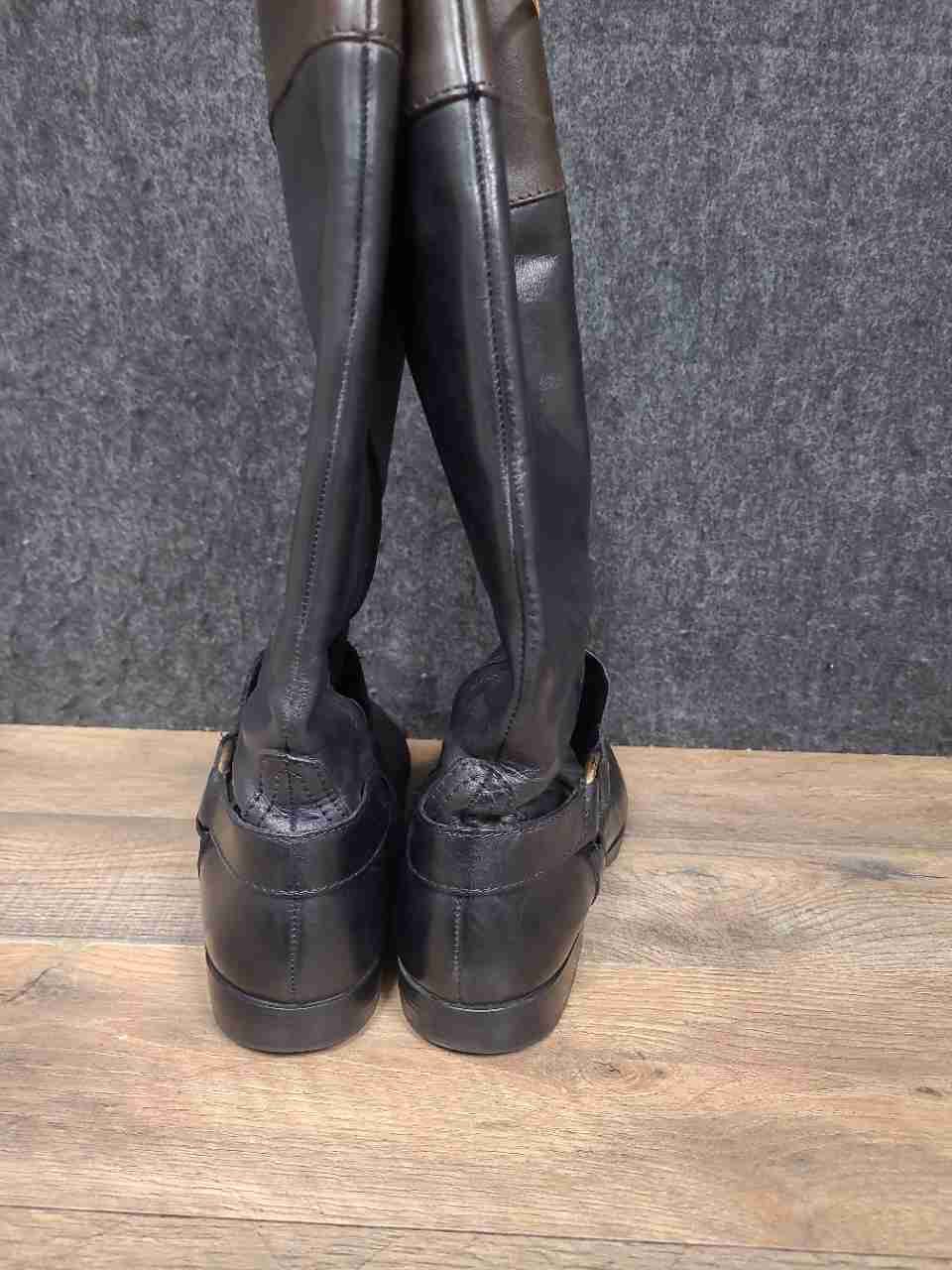 Lauren Ralph Lauren Two-Tone Black Brown Leather Riding Boots Women's Size 8M
