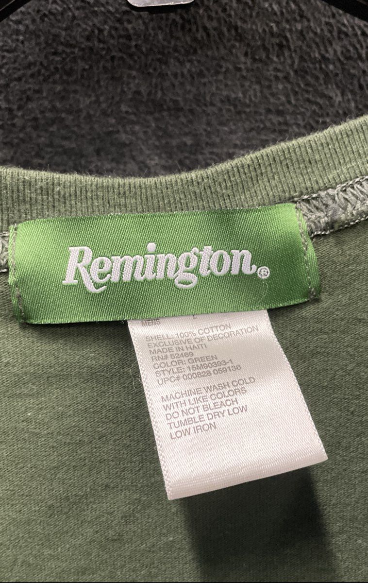 Remington Men's Layered Look Long Sleeve T-Shirt Green Gray Waffle Thermal Sz L