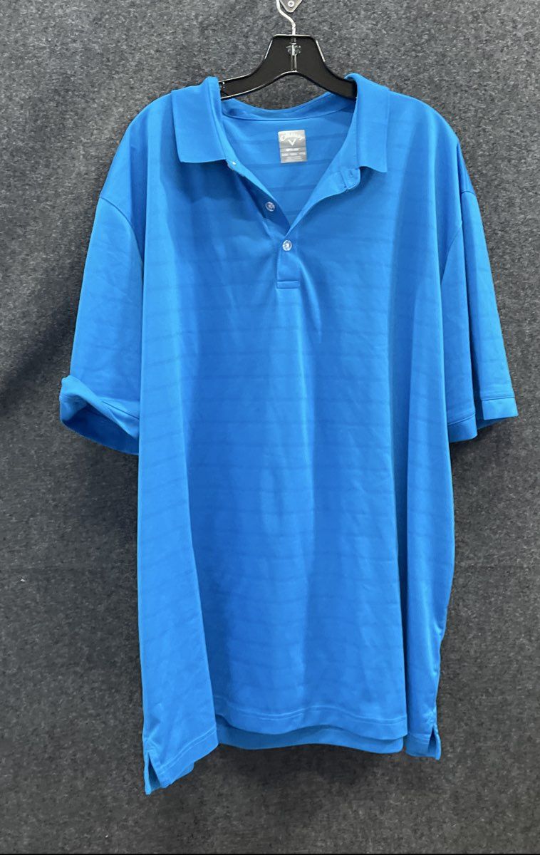 Callaway Men's Blue Opti-Dri Textured Stripe Short Sleeve Polo Shirt Sz XXXL