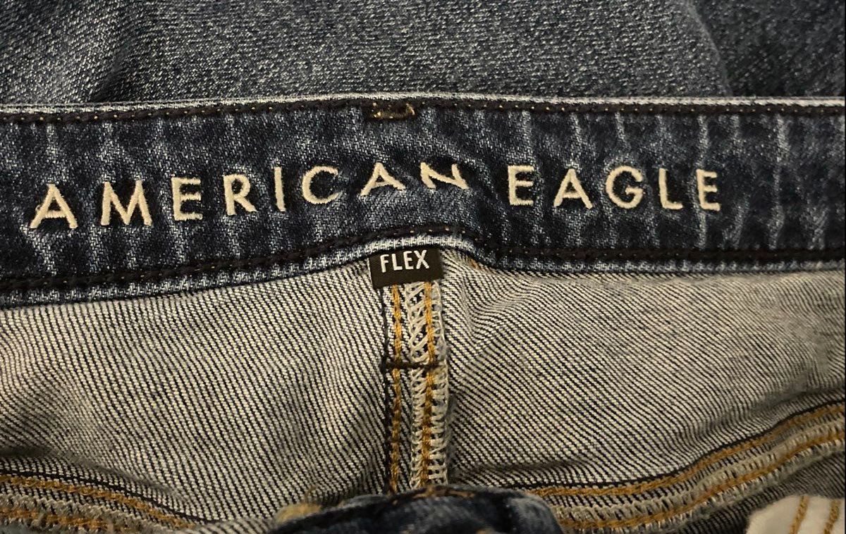 American Eagle Men's Flex Blue Distressed Slim Straight Jeans Sz 36x32