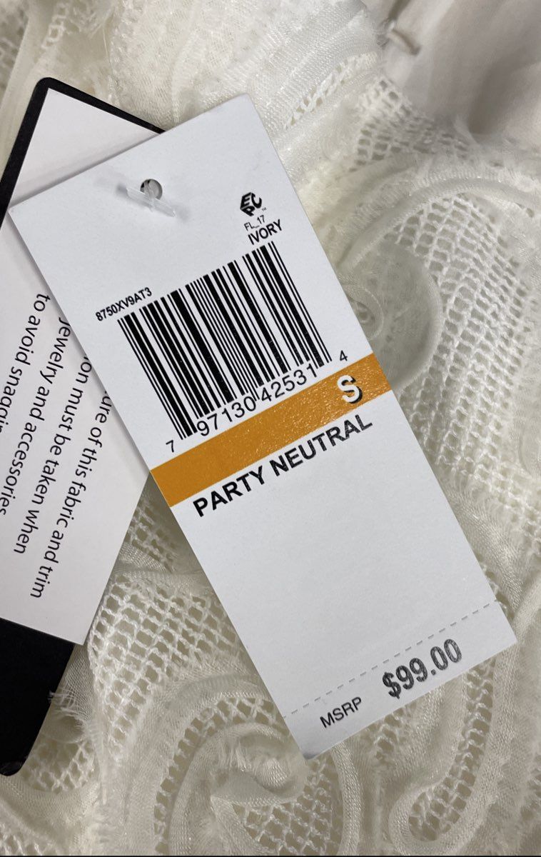 Seni & Cade Women's Ivory Ruffle V-Neck Textured Tiered Mini Dress Sz S NWT