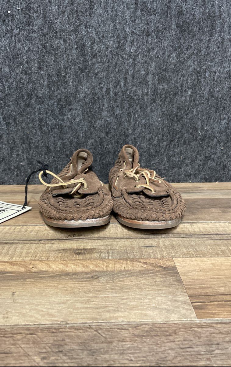Frye Quincy Woven Boat Brown Leather Moccasin Shoes Size 5.5 M