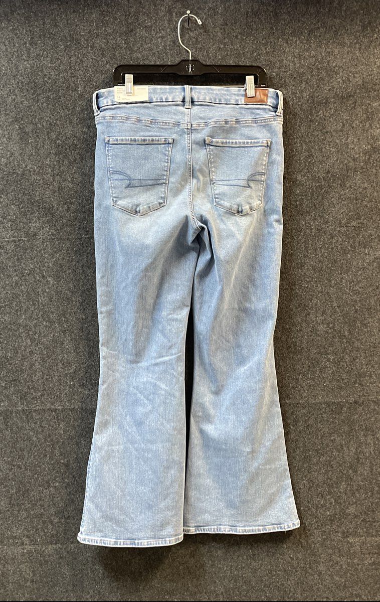 American Eagle Women's Super High-Rise Flare Luxe Stretch Jeans Light Wash Sz 14