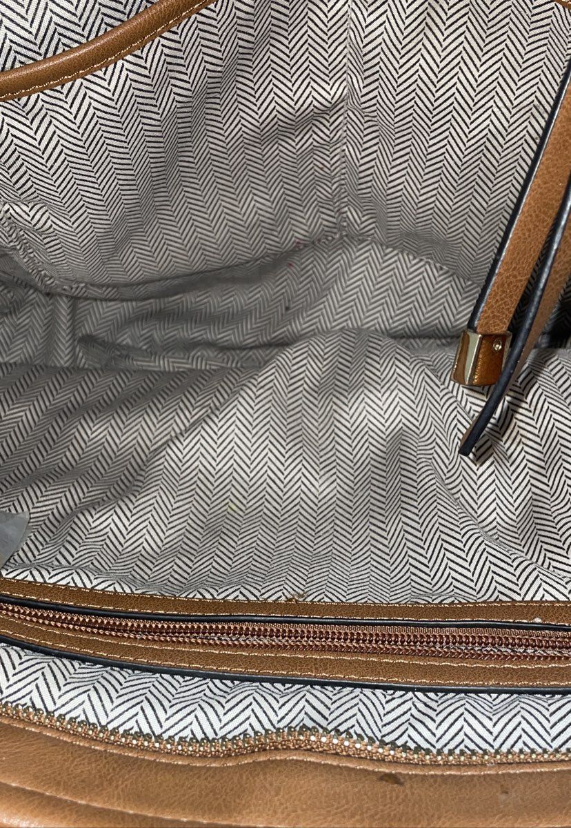 Unbranded Orange Tan Woven Wicker Large Tote Bag Shoulder Bag Herringbone