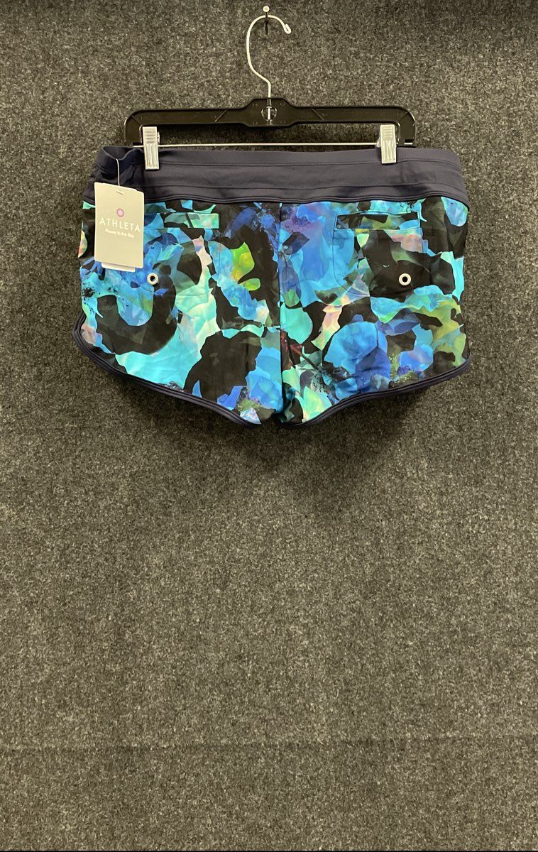 Athleta Women's Blue Mystique Kata Short Floral Abstract Swim Board Shorts XL