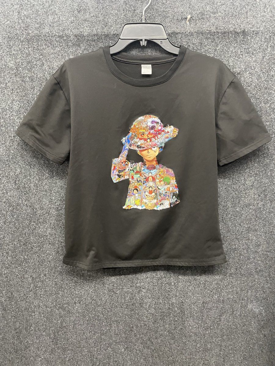 One Piece Men's Black Graphic T-Shirt Monkey D. Luffy Collage Anime Sz M